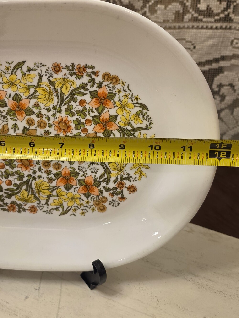 Corelle Vintage Indian Summer Oval Serving Platter Floral Corning 12” x 10” - Picture 2 of 5